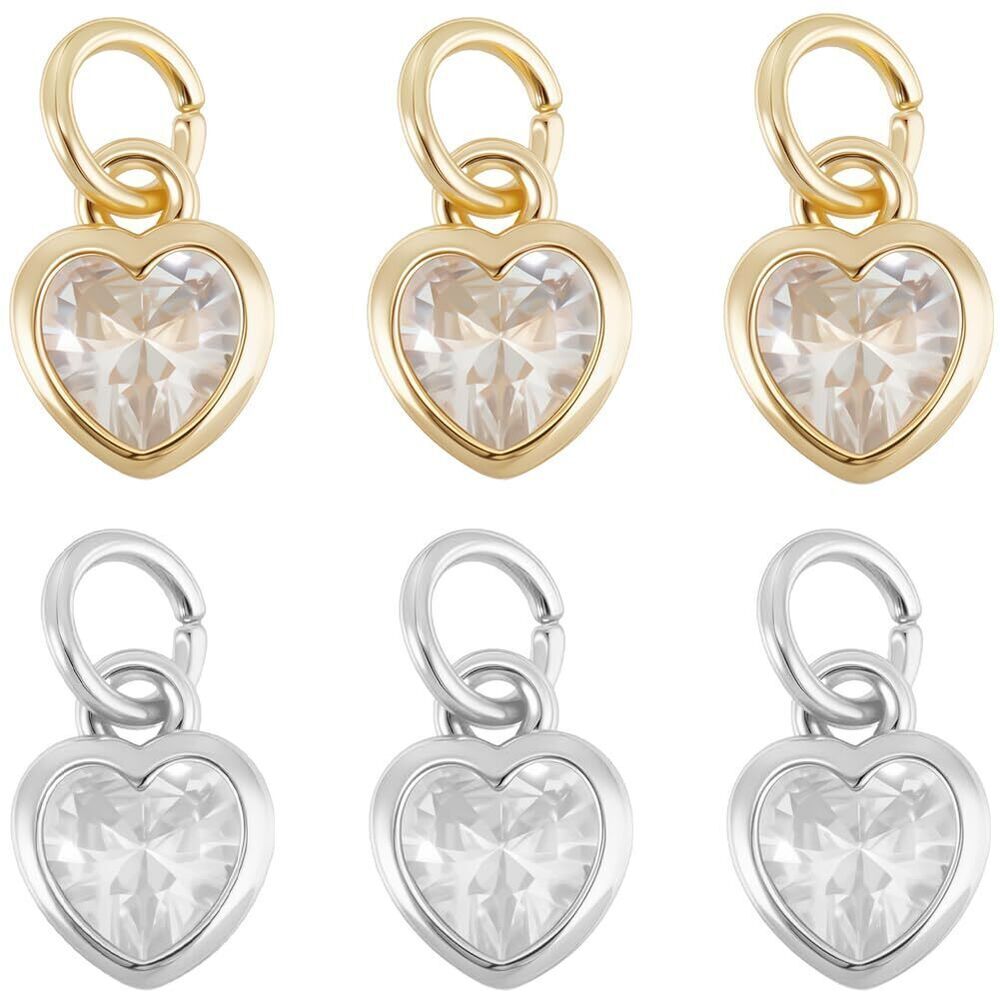 5320 20Pcs 2 Colors Tiny Heart Charms 18K Gold& Platinum Plated Love Cubic